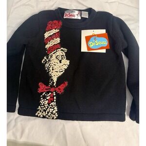 Vintage Michael Simon Dr Seuss Sweater Cardigan Girls 7 Cat in Hat Sequins Y2K